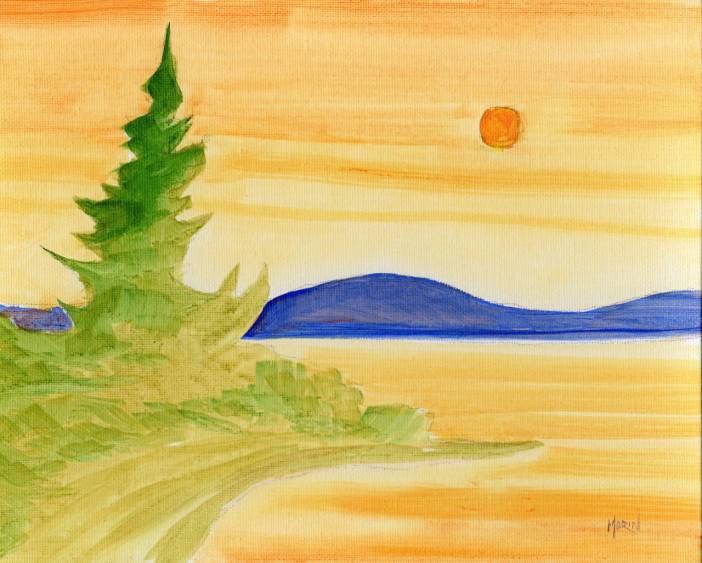 Acrylic Painting - Golden Lake - Phil Morin